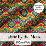 Colorful  Floral Tile Bold Symmetry Seamless Pattern Digital Print Fabric by the Metre UK Sewing Quilting Textile