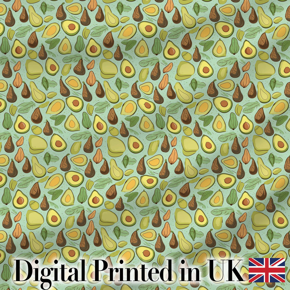 Cute Avocado and Pear Doodle Style Pastel Seamless Pattern Digital Print Fabric by the Metre UK Sewing Quilting Textile