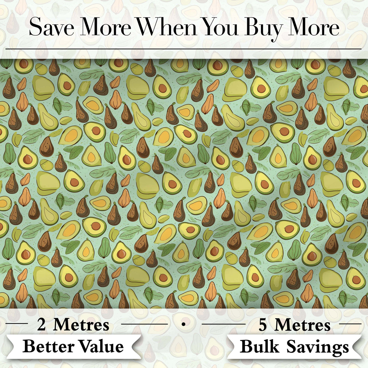 Cute Avocado and Pear Doodle Style Pastel Seamless Pattern Digital Print Fabric by the Metre UK Sewing Quilting Textile