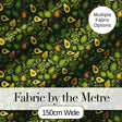 Dark Green Avocado Botanical Leaves Elegant Seamless Pattern Digital Print Fabric by the Metre UK Sewing Quilting Textile