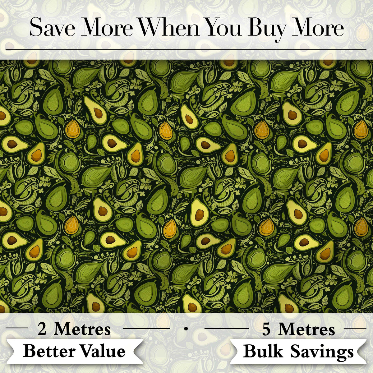 Dark Green Avocado Botanical Leaves Elegant Seamless Pattern Digital Print Fabric by the Metre UK Sewing Quilting Textile