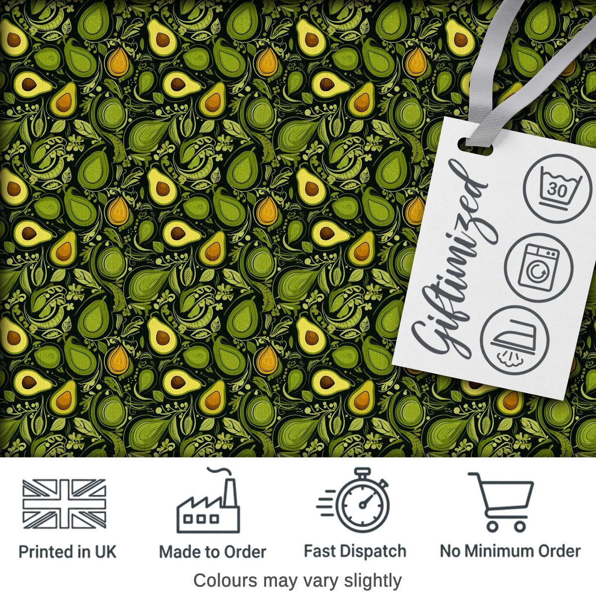 Dark Green Avocado Botanical Leaves Elegant Seamless Pattern Digital Print Fabric by the Metre UK Sewing Quilting Textile