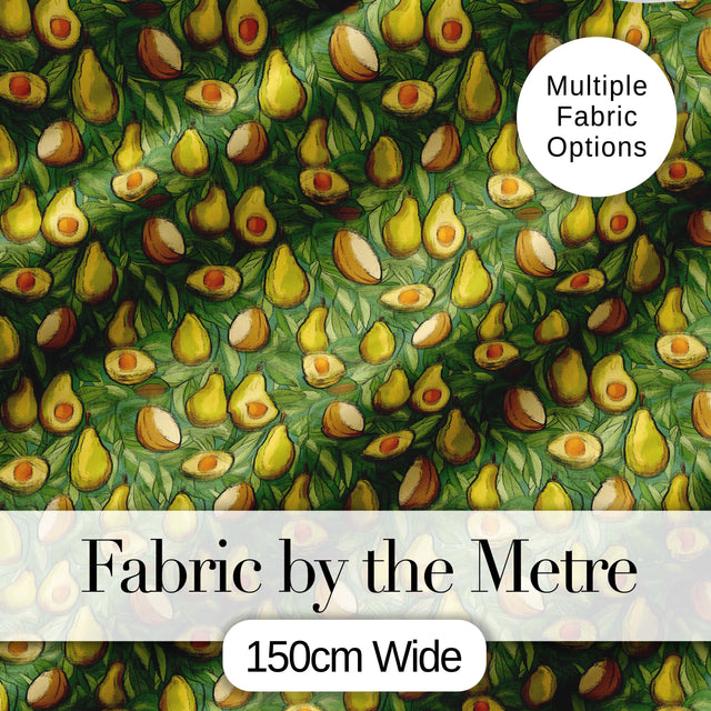 Botanical Avocado Garden Seamless Pattern Digital Print Fabric by the Metre UK Sewing Quilting Textile