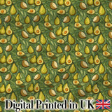 Botanical Avocado Garden Seamless Pattern Digital Print Fabric by the Metre UK Sewing Quilting Textile