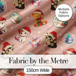 Cute Christmas Cats Teddy Pink Background Seamless Pattern Digital Print Fabric by the Metre UK Sewing Quilting Textile