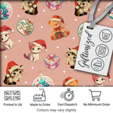 Cute Christmas Cats Teddy Pink Background Seamless Pattern Digital Print Fabric by the Metre UK Sewing Quilting Textile