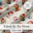 Cute Christmas Cats Teddy Cream Background Seamless Pattern Digital Print Fabric by the Metre UK Sewing Quilting Textile