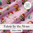 Cute Christmas Cats Teddy Soft Pink Seamless Pattern Digital Print Fabric by the Metre UK Sewing Quilting Textile