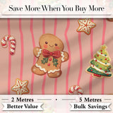 Cute Gingerbread Christmas Cookies Seamless Pattern Digital Print Fabric by the Metre UK Sewing Quilting Textile