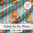 Cute Christmas Gingerbread Cookies Candy Cane Seamless Pattern Digital Print Fabric by the Metre UK Sewing Quilting Textile