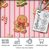 Cute Christmas Gingerbread Cookies Soft Pink Seamless Pattern Digital Print Fabric by the Metre UK Sewing Quilting Textile