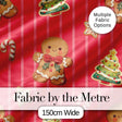 Cute Christmas Gingerbread Cookies Red Background Seamless Pattern Digital Print Fabric by the Metre UK Sewing Quilting Textile