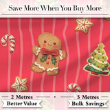 Cute Christmas Gingerbread Cookies Red Background Seamless Pattern Digital Print Fabric by the Metre UK Sewing Quilting Textile