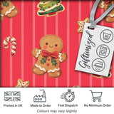 Cute Christmas Gingerbread Cookies Red Background Seamless Pattern Digital Print Fabric by the Metre UK Sewing Quilting Textile