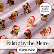 Cute Christmas Dogs Santa Hat Pink Background Seamless Pattern Digital Print Fabric by the Metre UK Sewing Quilting Textile