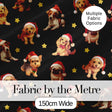 Cute Christmas Dogs Santa Hat Black Background Seamless Pattern Digital Print Fabric by the Metre UK Sewing Quilting Textile