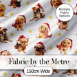 Cute Christmas Dogs Santa Hat Grey Star Background Seamless Pattern Digital Print Fabric by the Metre UK Sewing Quilting Textile