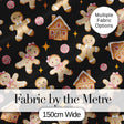 Cute Gingerbread Cookies Candy House Black Seamless Pattern Digital Print Fabric by the Metre UK Sewing Quilting Textile