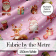 Cute Christmas Deer Squirrel Leaves Gift Pattern Pink Background Seamless Digital Print Fabric by the Metre UK Sewing Quilting Textile