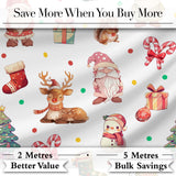 Cute Christmas Deer Squirrel Leaves Gift Pattern Grey Background Seamless Digital Print Fabric by the Metre UK Sewing Quilting Textile
