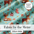 Cute Christmas Deer Squirrel Leaves Gift Pattern Teal Background Seamless Digital Print Fabric by the Metre UK Sewing Quilting Textile