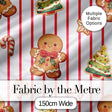 Cute Gingerbread Man Candy Cane Cookie Seamless Pattern Festive Background Digital Print Fabric by the Metre UK Sewing Quilting Textile