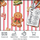 Cute Gingerbread Man Candy Cane Cookie Seamless Pattern Festive Background Digital Print Fabric by the Metre UK Sewing Quilting Textile