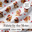 Cute Christmas Puppies in Santa Hats Seamless Pattern Star Background Digital Print Fabric by the Metre UK Sewing Quilting Textile