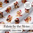 Cute Christmas Puppies in Santa Hats Seamless Pattern Soft Grey Background Digital Print Fabric by the Metre UK Sewing Quilting Textile