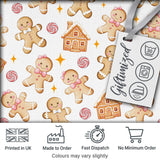 Cute Gingerbread Cookies Candy Sweets House Seamless Pattern Sparkle Background Digital Print Fabric by the Metre UK Sewing Quilting Textile