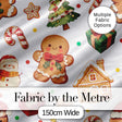 Cute Gingerbread Cookies Candy Sweets House Seamless Pattern Dot Background Digital Print Fabric by the Metre UK Sewing Quilting Textile