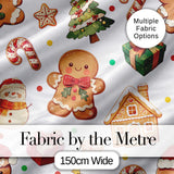 Cute Gingerbread Cookies Candy Sweets House Seamless Pattern Dot Background Digital Print Fabric by the Metre UK Sewing Quilting Textile