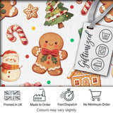 Cute Gingerbread Cookies Candy Sweets House Seamless Pattern Dot Background Digital Print Fabric by the Metre UK Sewing Quilting Textile