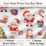 Cute Santa Claus Mrs Claus Snowman Festive Seamless Pattern Digital Print Fabric by the Metre UK Sewing Quilting Textile