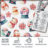 Cute Snowman Snow Globe Poinsettia Christmas Seamless Pattern Digital Print Fabric by the Metre UK Sewing Quilting Textile