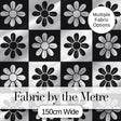 Cute Black White Daisy Checkerboard  Floral Seamless Pattern Digital Print Fabric by the Metre UK Sewing Quilting Textile