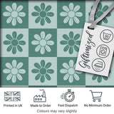 Cute Green Daisy Checkerboard  Floral Seamless Pattern Digital Print Fabric by the Metre UK Sewing Quilting Textile