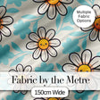 Cute Kawaii Daisy Flowers Neutral Beige Seamless Pattern Digital Print Fabric by the Metre UK Sewing Quilting Textile