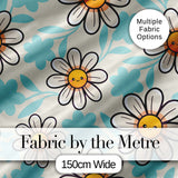 Cute Kawaii Daisy Flowers Neutral Beige Seamless Pattern Digital Print Fabric by the Metre UK Sewing Quilting Textile