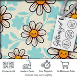 Cute Kawaii Daisy Flowers Neutral Beige Seamless Pattern Digital Print Fabric by the Metre UK Sewing Quilting Textile