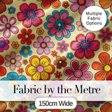 Cute  Multicolor Floral Bloom Warm Beige Seamless Pattern Digital Print Fabric by the Metre UK Sewing Quilting Textile