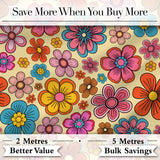 Cute  Multicolor Floral Bloom Warm Beige Seamless Pattern Digital Print Fabric by the Metre UK Sewing Quilting Textile