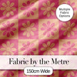 Daisy Flower Checkerboard Pink Peach Seamless Pattern Digital Print Fabric by the Metre UK Sewing Quilting Textile