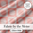 Sun Face Checkerboard Peach Cream Seamless Pattern Digital Print Fabric by the Metre UK Sewing Quilting Textile
