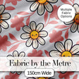 Cute Kawaii Daisy Flowers with White Background Seamless Pattern Digital Print Fabric by the Metre UK Sewing Quilting Textile