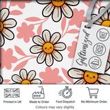 Cute Kawaii Daisy Flowers with White Background Seamless Pattern Digital Print Fabric by the Metre UK Sewing Quilting Textile