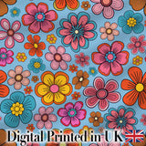 Cute  Floral Flowers on Soft Blue Background Seamless Pattern Digital Print Fabric by the Metre UK Sewing Quilting Textile