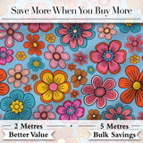 Cute  Floral Flowers on Soft Blue Background Seamless Pattern Digital Print Fabric by the Metre UK Sewing Quilting Textile