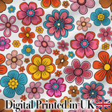 Cute  Floral Flowers on Light Grey Background Seamless Pattern Digital Print Fabric by the Metre UK Sewing Quilting Textile