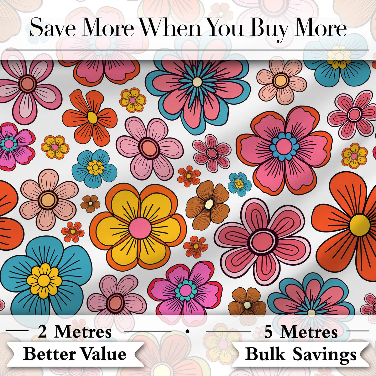 Cute  Floral Flowers on Light Grey Background Seamless Pattern Digital Print Fabric by the Metre UK Sewing Quilting Textile